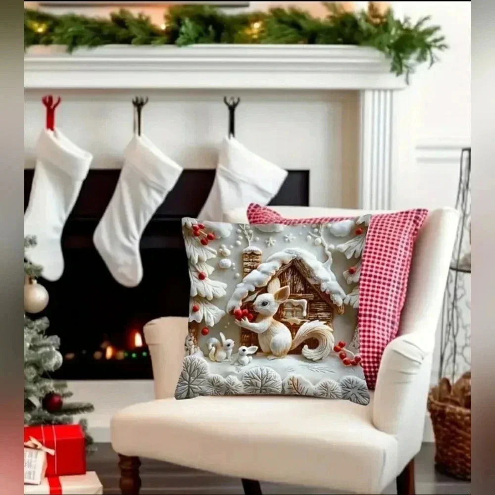 Holiday Gingerbread House  Christmas Pillow Cover